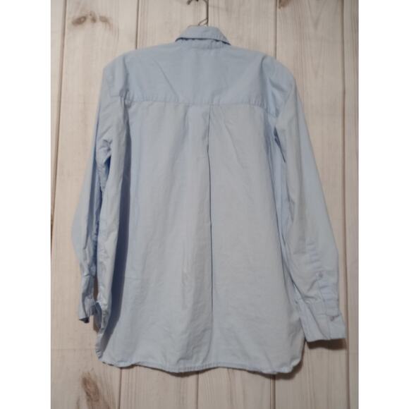 Topshop Shirt Womens US 2 Blue Button Down Collared‎ Long Sleeve Pocket Cotton - Picture 4 of 7